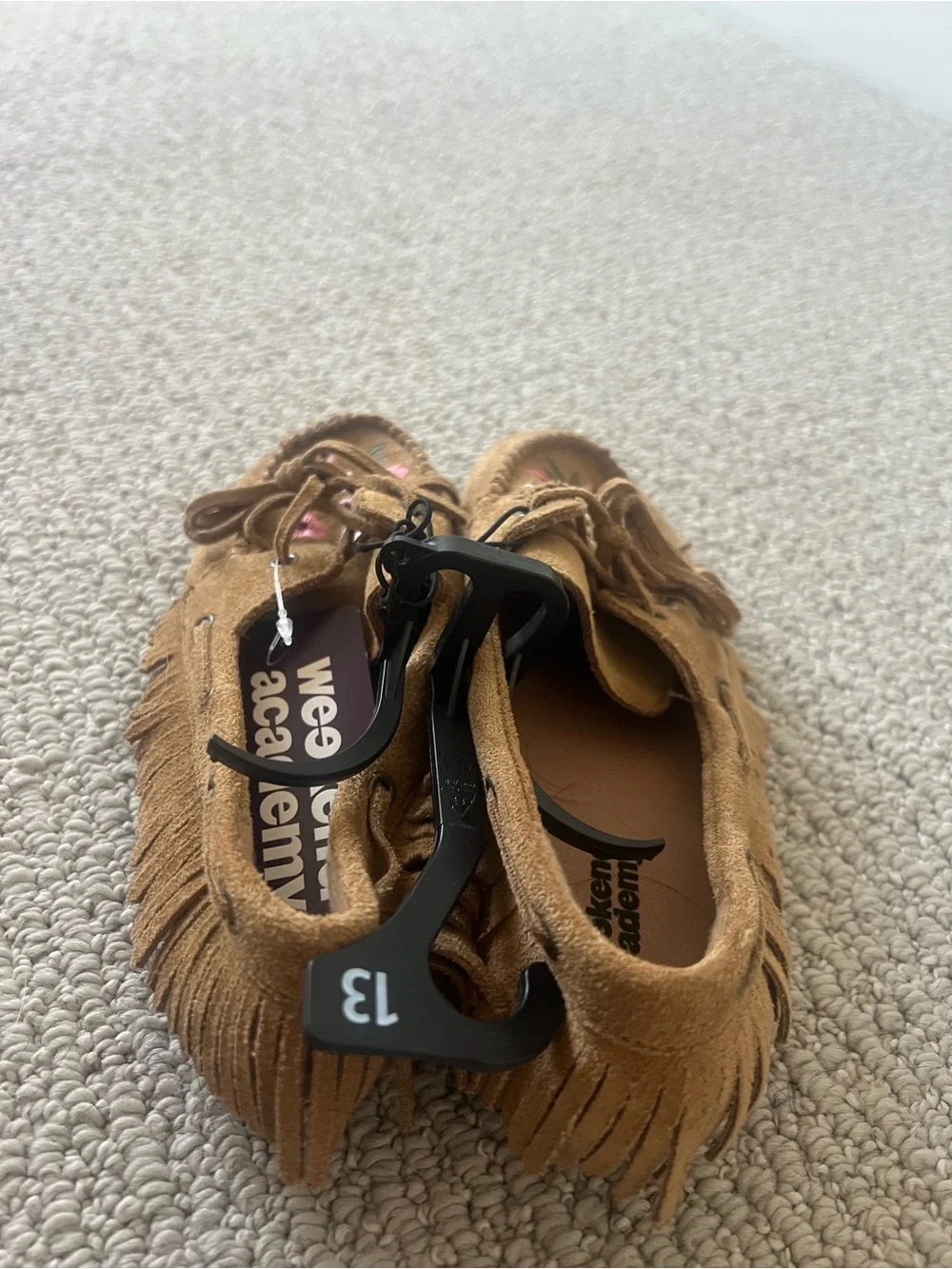 Weekend Academy Brown Suede Embroidered Moccasins size13 NWT $8